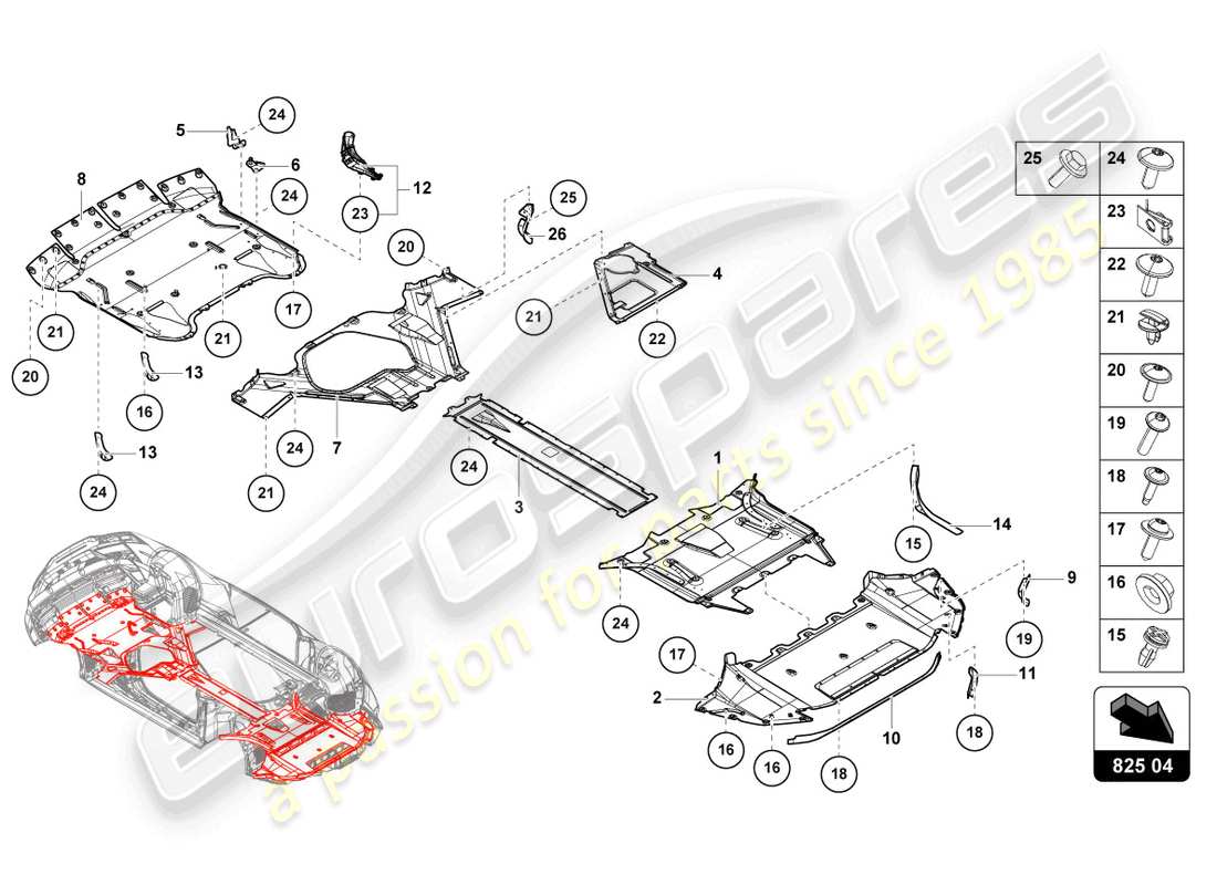 lamborghini evo coupe (2021) trim panel for frame lower section part diagram