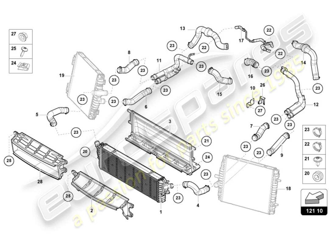 lamborghini tecnica (2024) cooler for coolant part diagram