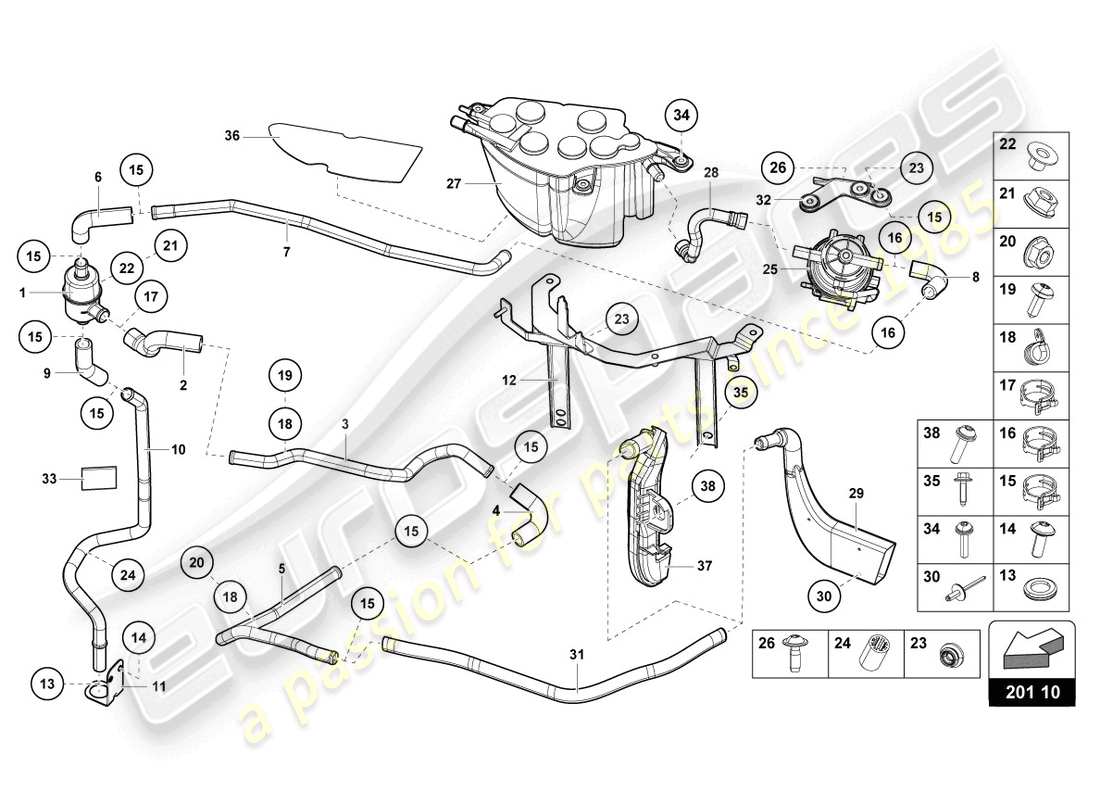 lamborghini countach lpi 800-4 (2022) activated carbon filter system part diagram