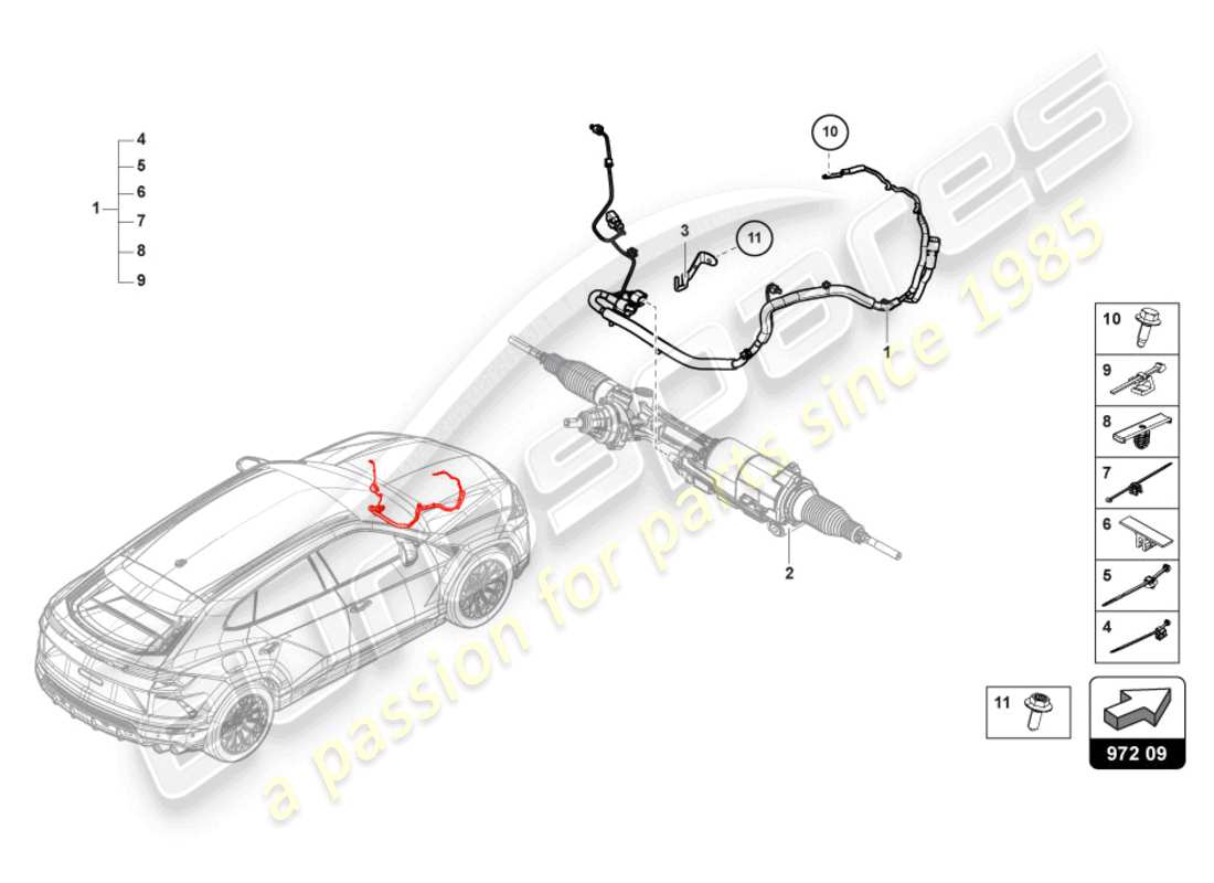 lamborghini urus (2020) wiring set for active steering front part diagram