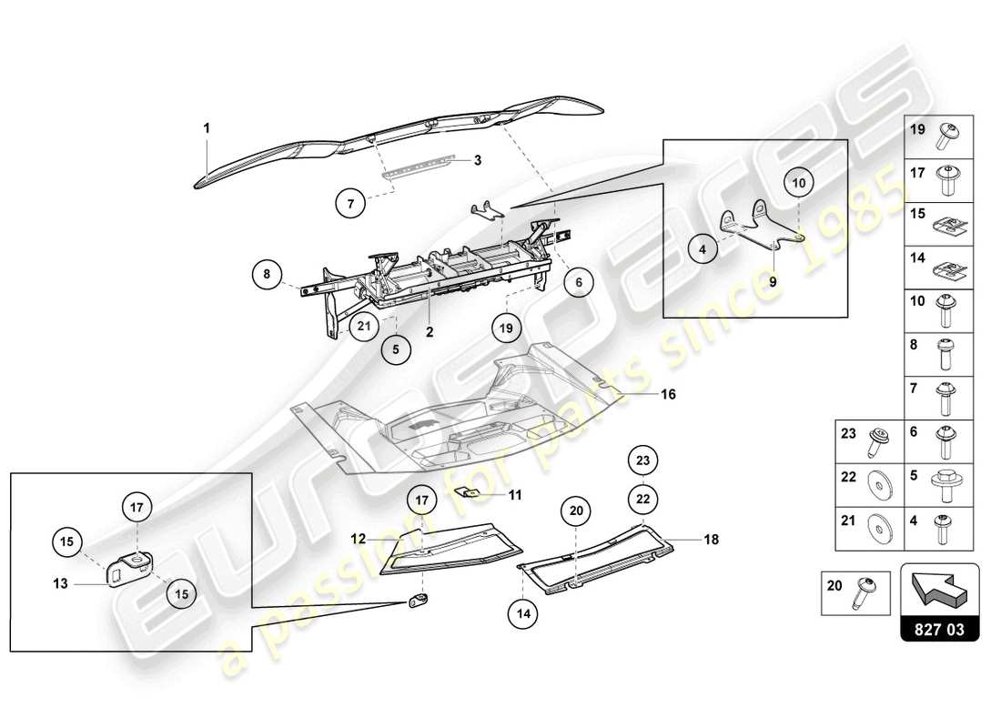 lamborghini ultimae (2022) rear spoiler part diagram