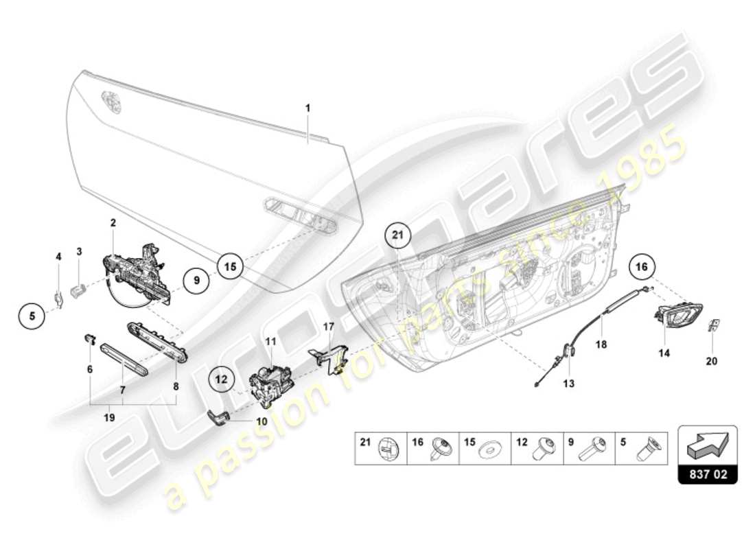 lamborghini tecnica (2024) door handles part diagram