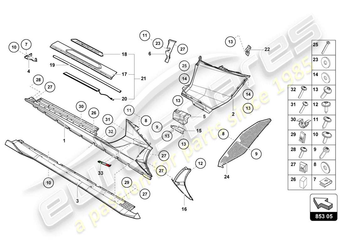 lamborghini ultimae (2022) lower external side member for wheel housing part diagram