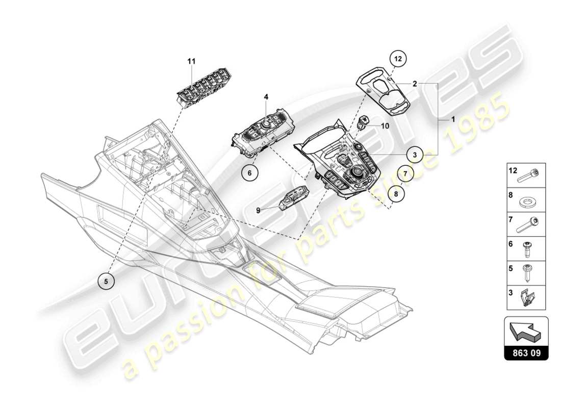 lamborghini ultimae (2022) switch unit part diagram