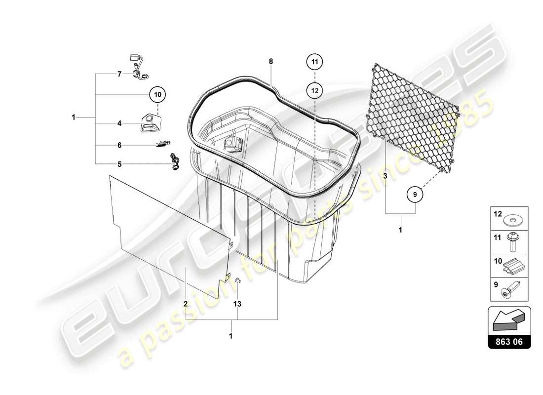 lamborghini ultimae (2022) luggage boot trims part diagram