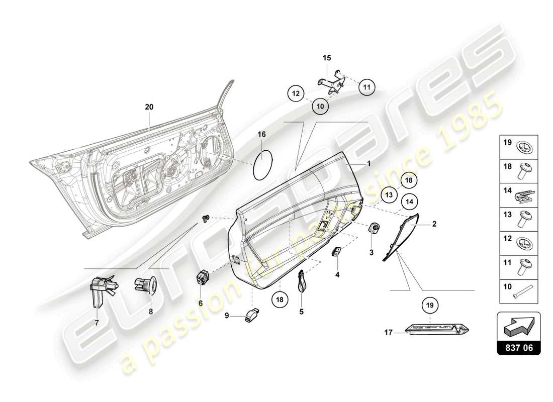 lamborghini ultimae (2022) door panel carbon part diagram