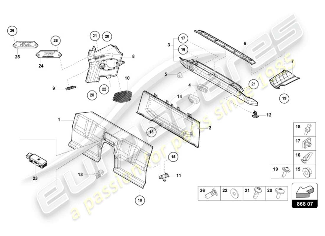 lamborghini tecnica (2024) interior decor part diagram