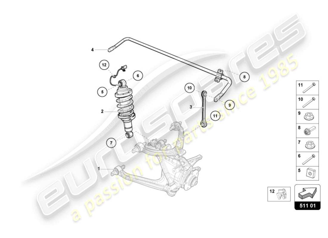 lamborghini tecnica (2024) shock absorber rear part diagram