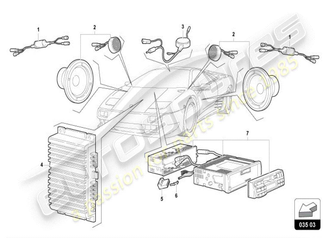 lamborghini diablo vt (1995) radio unit part diagram