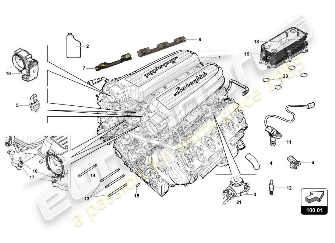 lamborghini super trofeo evo 2 (2022) complete engine part diagram