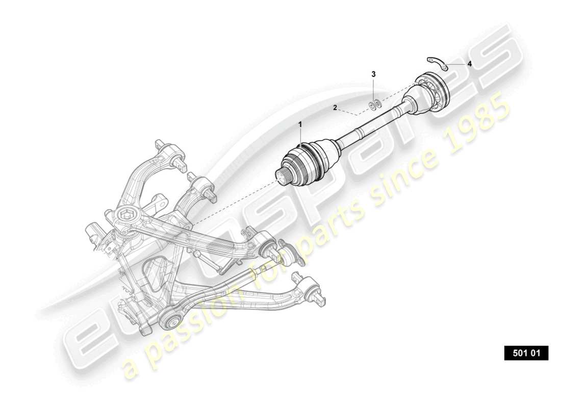 lamborghini super trofeo evo 2 (2022) rear drive shaft part diagram