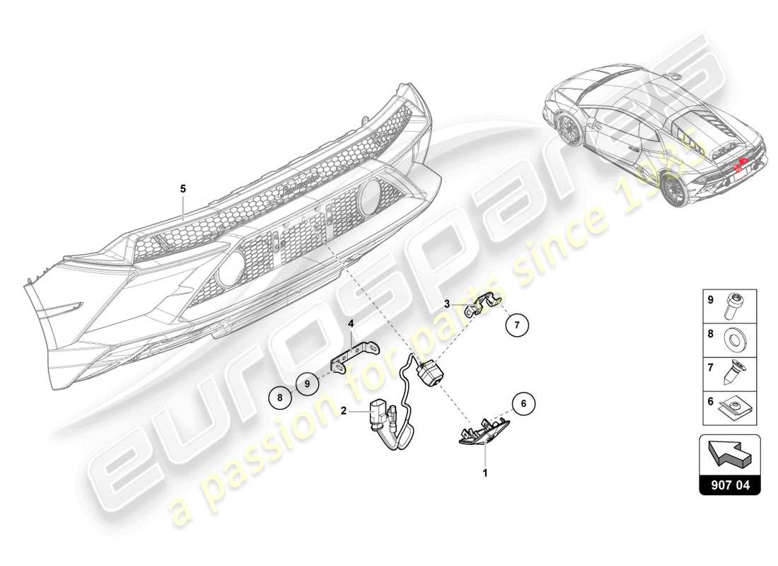 lamborghini tecnica (2023) reversing camera part diagram