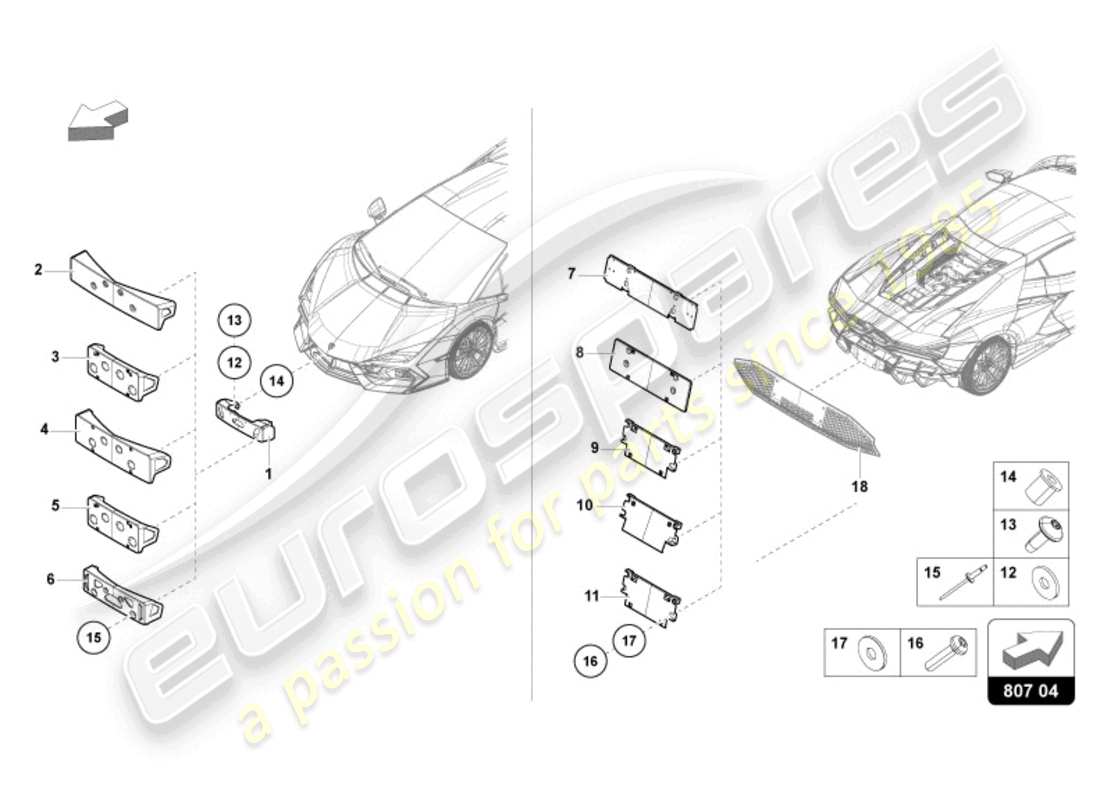 lamborghini revuelto coupe (2024) licence plate holder part diagram