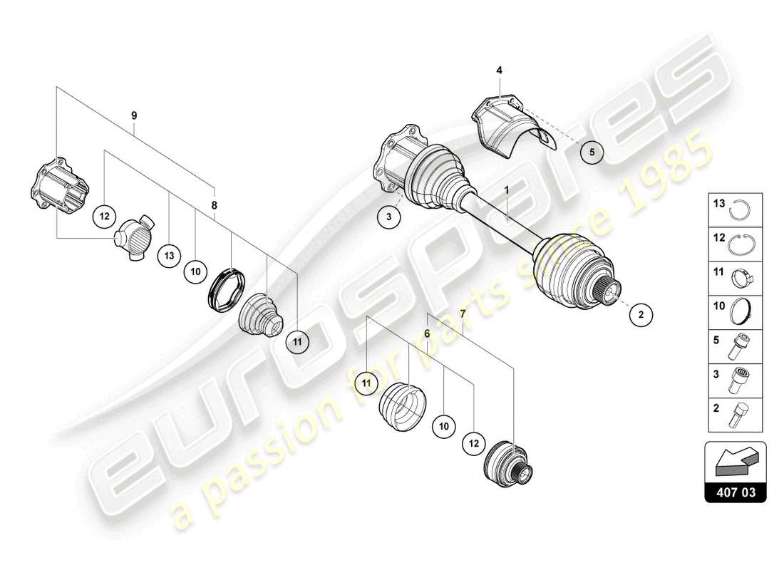 lamborghini urus (2020) drive shaft part diagram