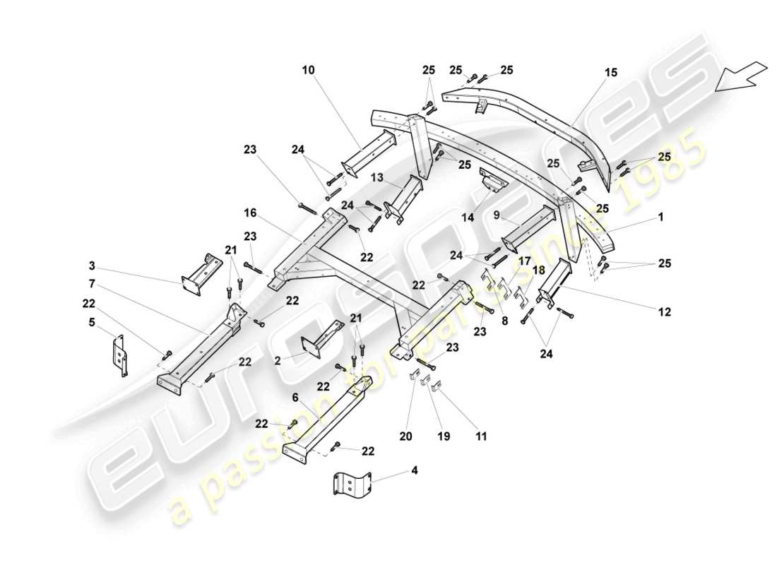 lamborghini gallardo coupe (2005) side member rear part rear part diagram