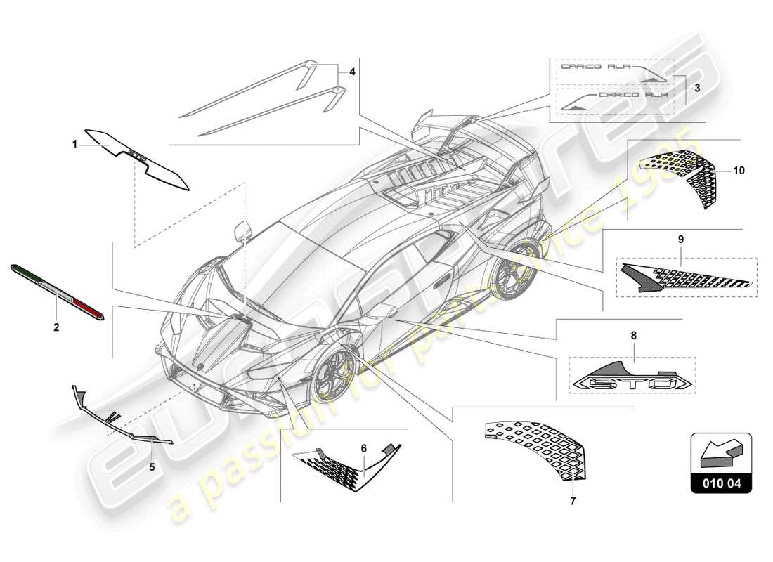 lamborghini sto (2023) decorative adhesive strips part diagram