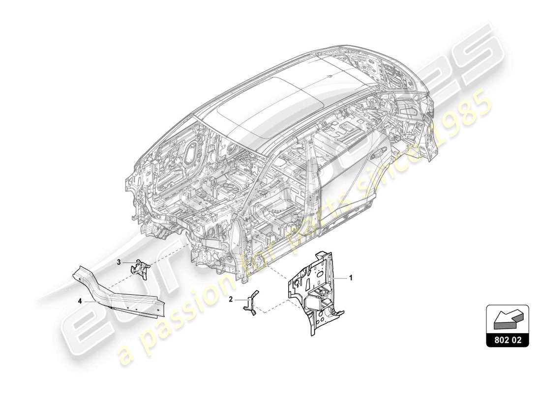 lamborghini urus performante (2024) sectional parts for the side section part diagram