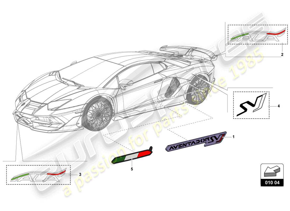 lamborghini lp770-4 svj coupe (2022) sticky pad set part diagram