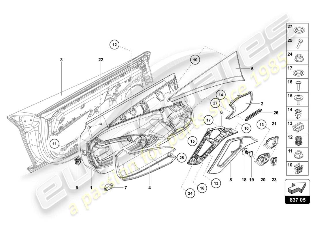 lamborghini ultimae (2022) driver and passenger door part diagram