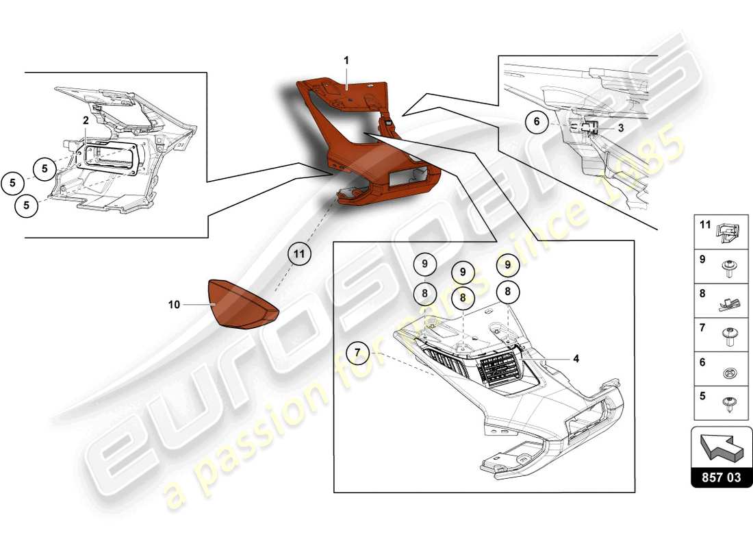 lamborghini ultimae (2022) instrument panel part diagram