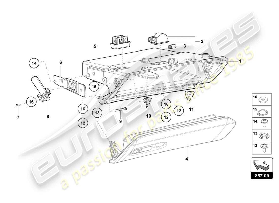 lamborghini ultimae (2022) glove compartment part diagram