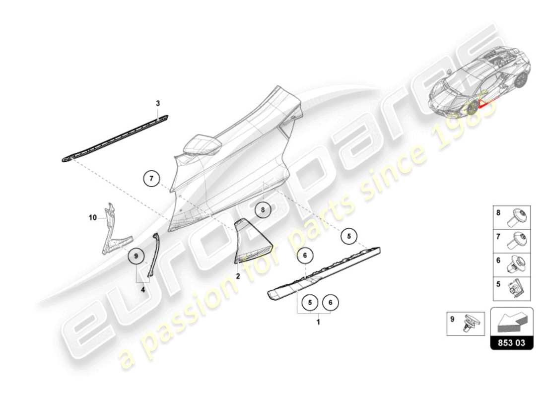 lamborghini revuelto coupe (2024) cover for door part diagram