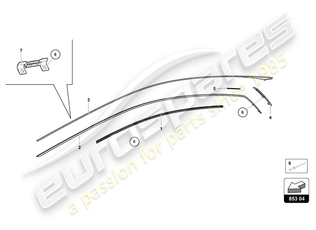 lamborghini tecnica (2024) moldings - roof part diagram