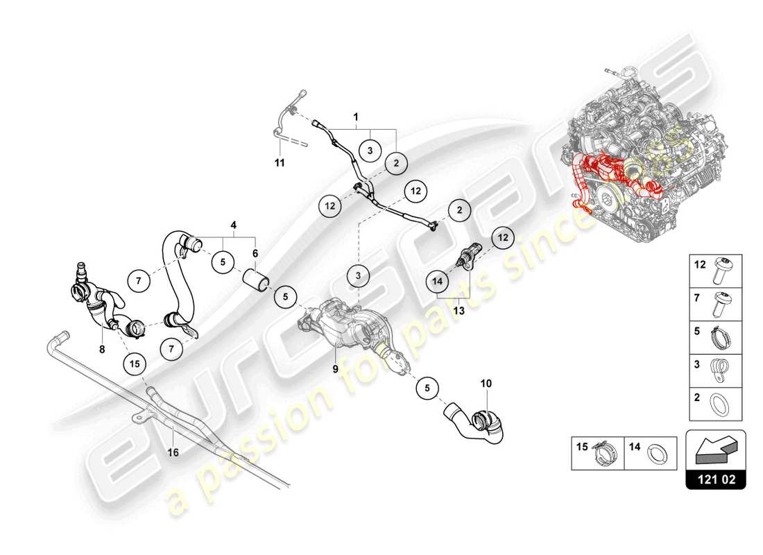 lamborghini urus (2019) coolant pipe part diagram