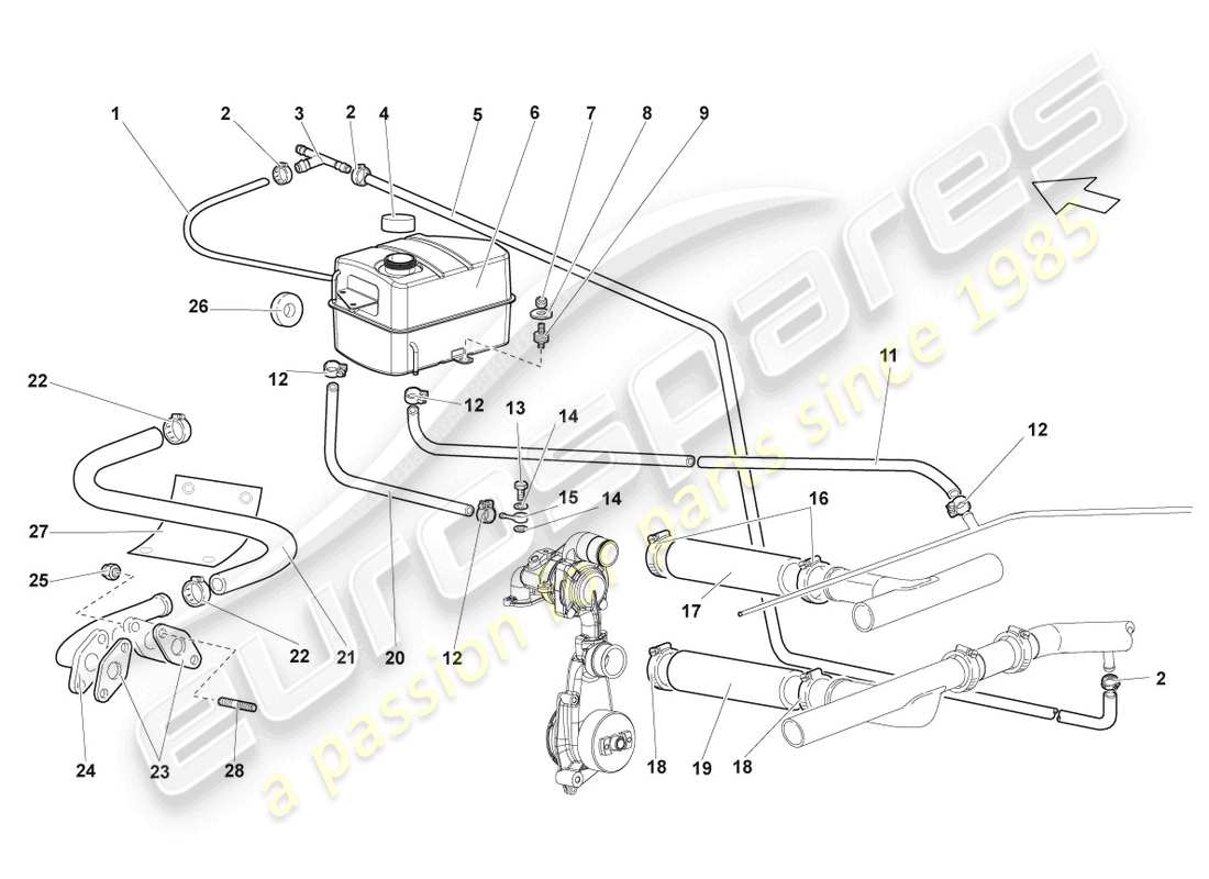 lamborghini lp640 coupe (2009) coolant cooling system part diagram