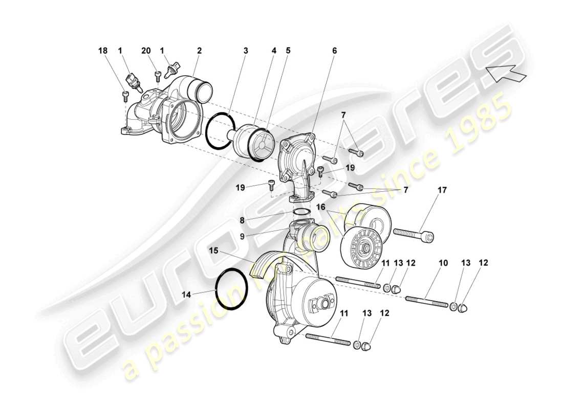 lamborghini lp640 coupe (2009) coolant pump part diagram