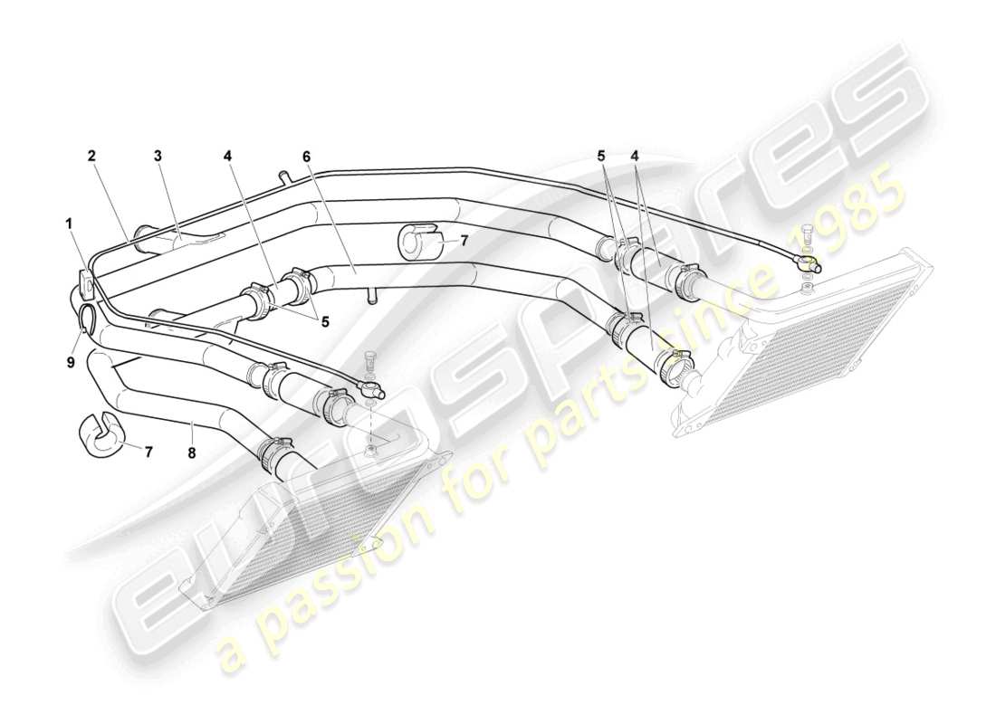 lamborghini lp640 coupe (2010) coolant cooling system part diagram