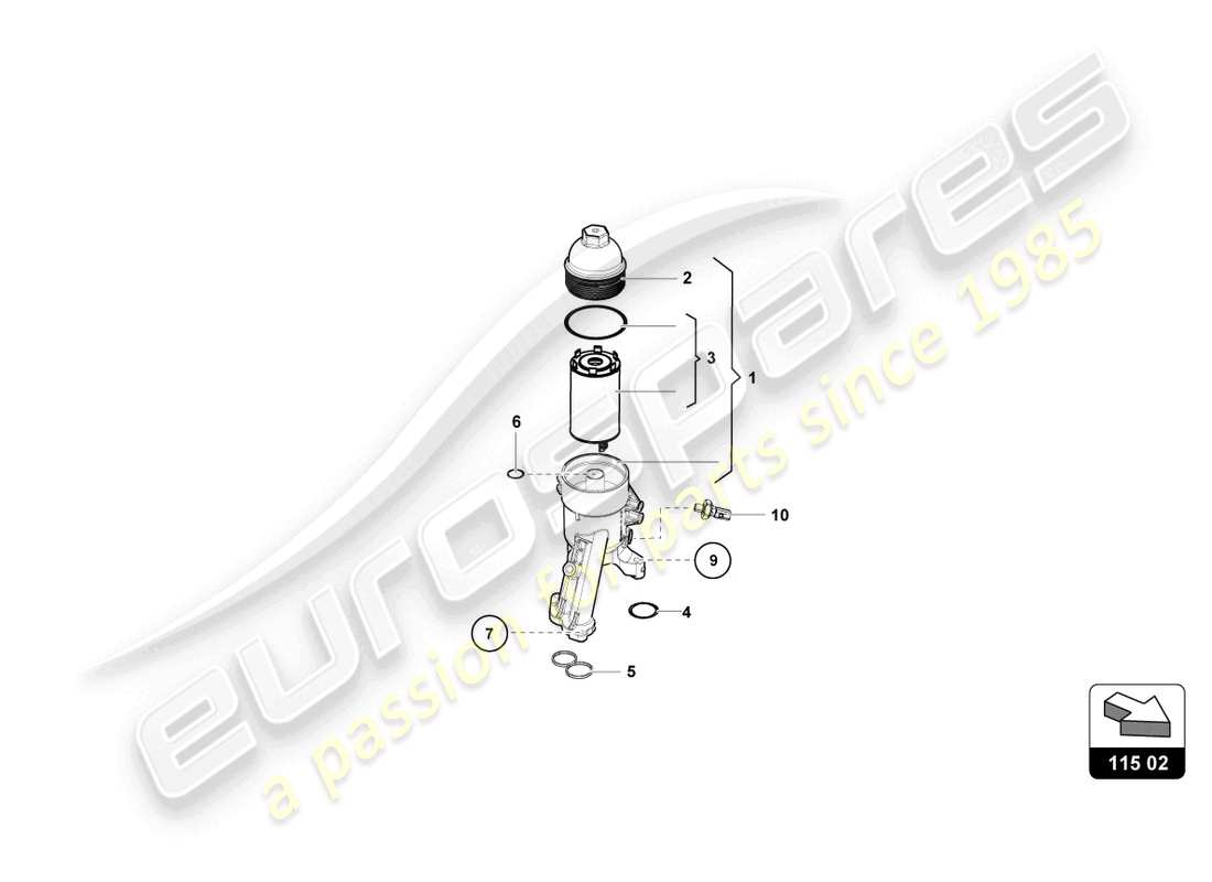 lamborghini super trofeo evo (2018) oil filter part diagram