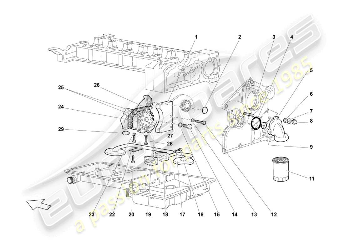 lamborghini lp640 roadster (2008) oil pump part diagram