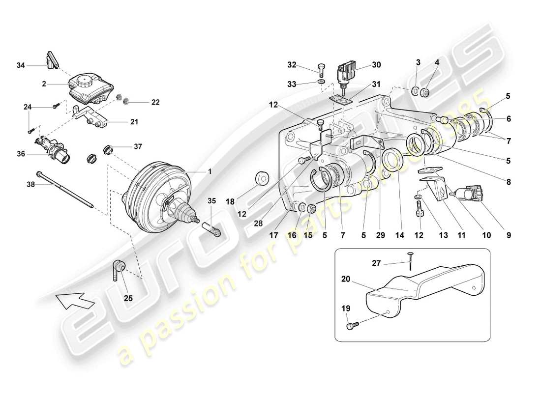 lamborghini lp640 coupe (2007) brake servo part diagram