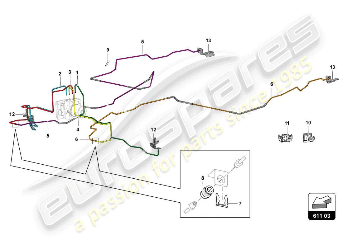 lamborghini ultimae roadster (2022) brake servo, pipes and vacuum system part diagram