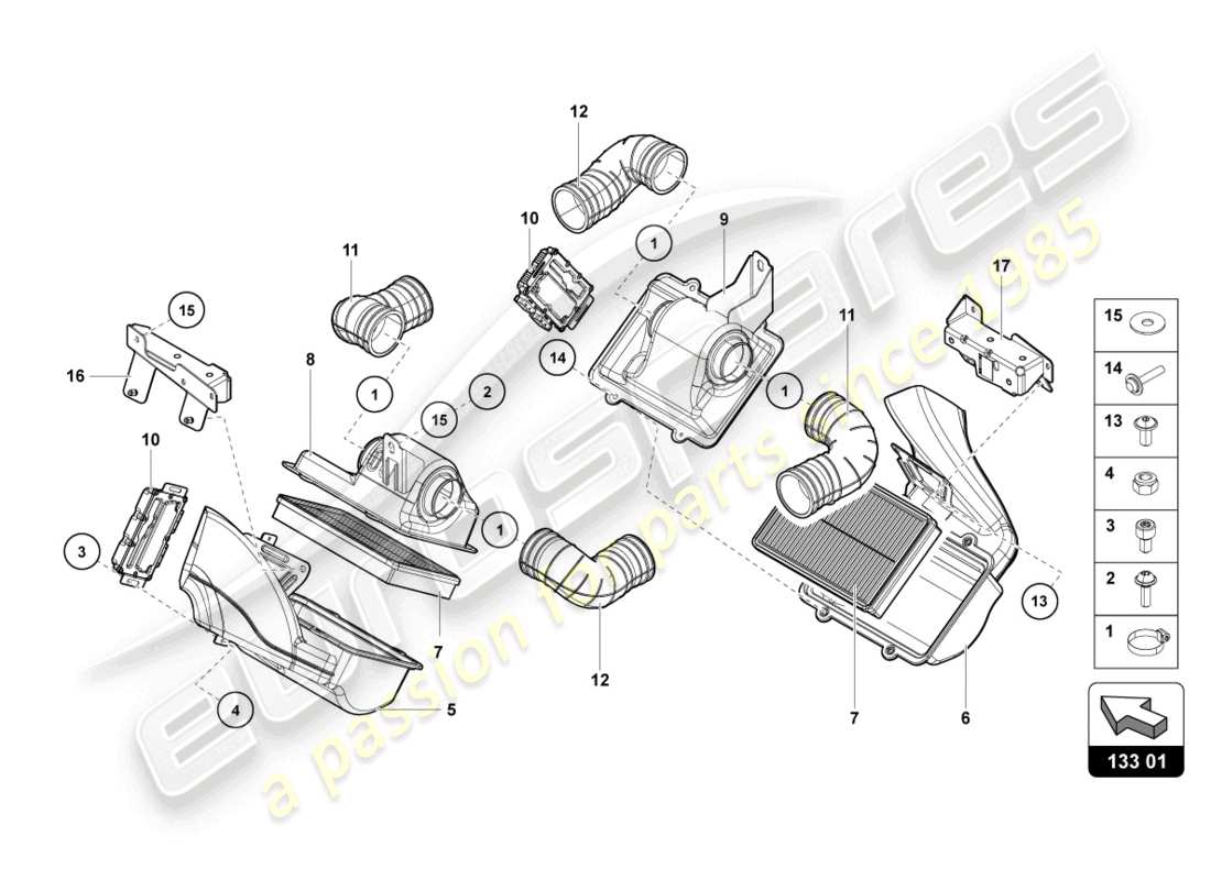 lamborghini ultimae roadster (2022) air filter part diagram