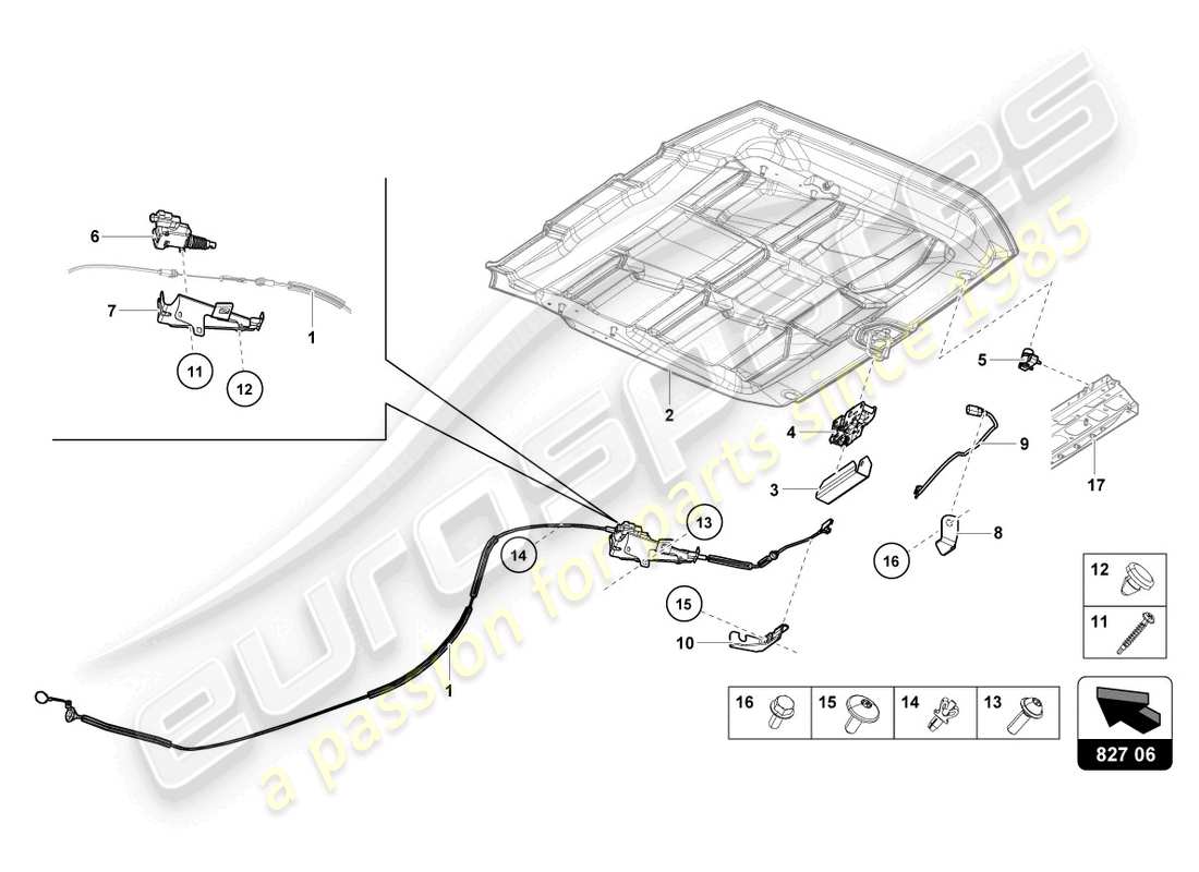 lamborghini evo spyder (2023) rear lid part diagram