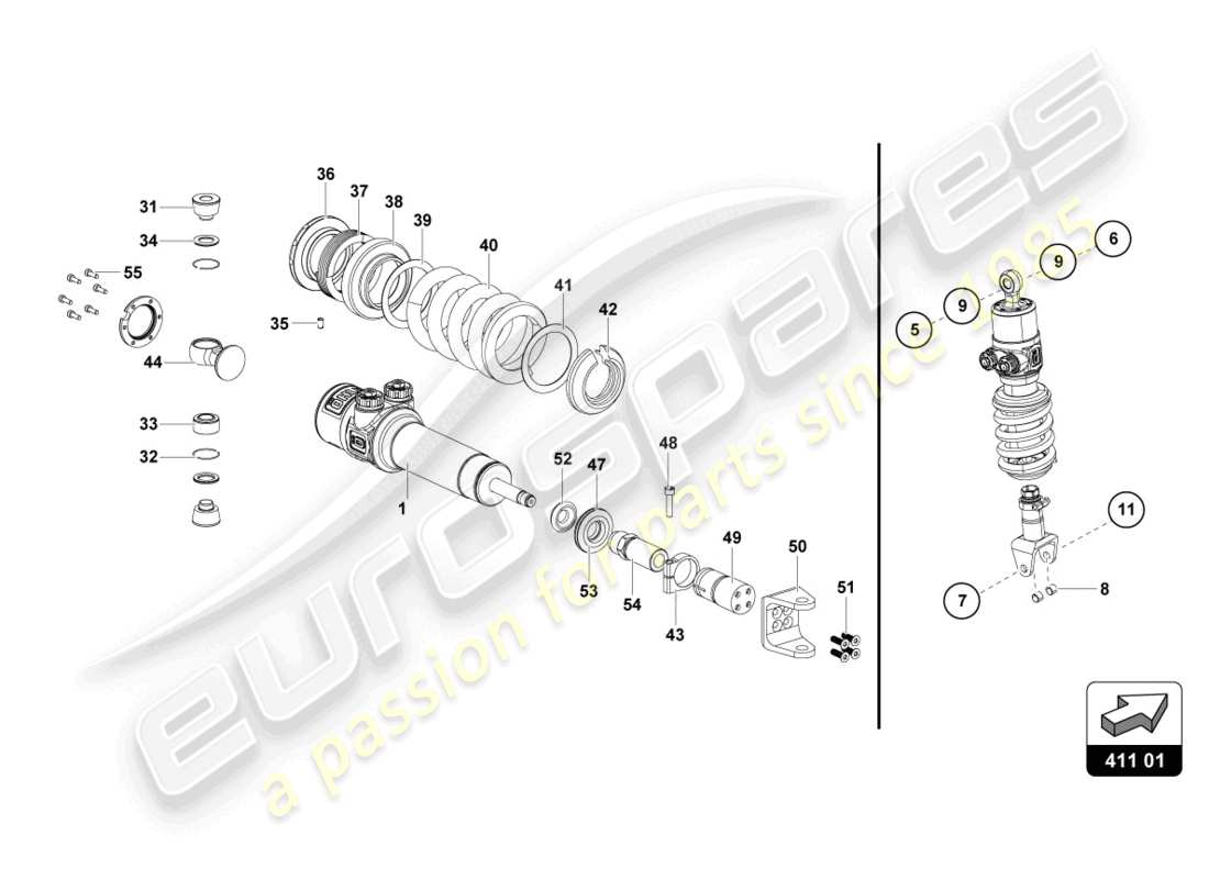 lamborghini super trofeo evo 2 (2022) front suspension part diagram