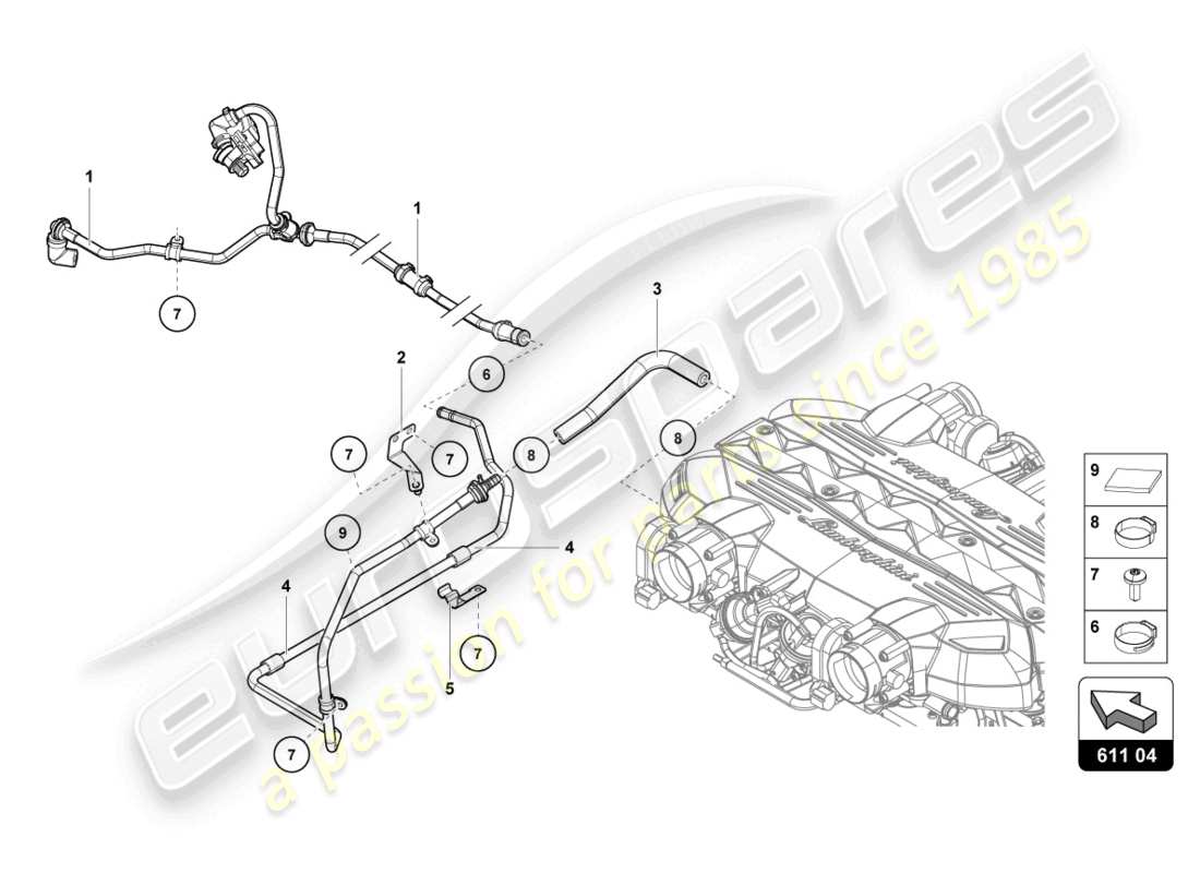 lamborghini ultimae roadster (2022) vacuum hoses part diagram