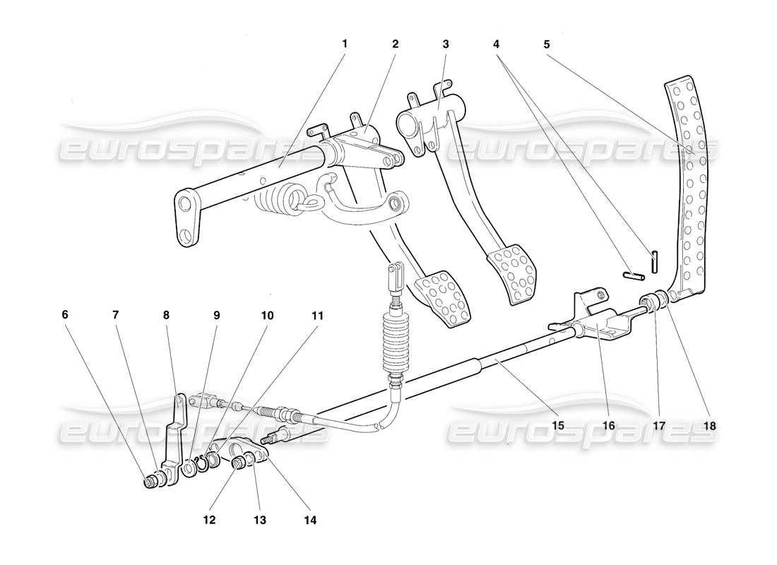 lamborghini diablo se30 (1995) pedals (valid for rh d. version - january 1995) part diagram