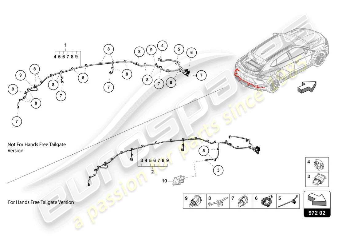 lamborghini urus performante (2024) wiring set for bumper rear part diagram