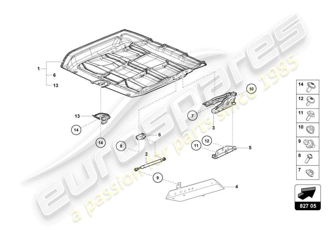 lamborghini evo spyder (2023) rear lid part diagram