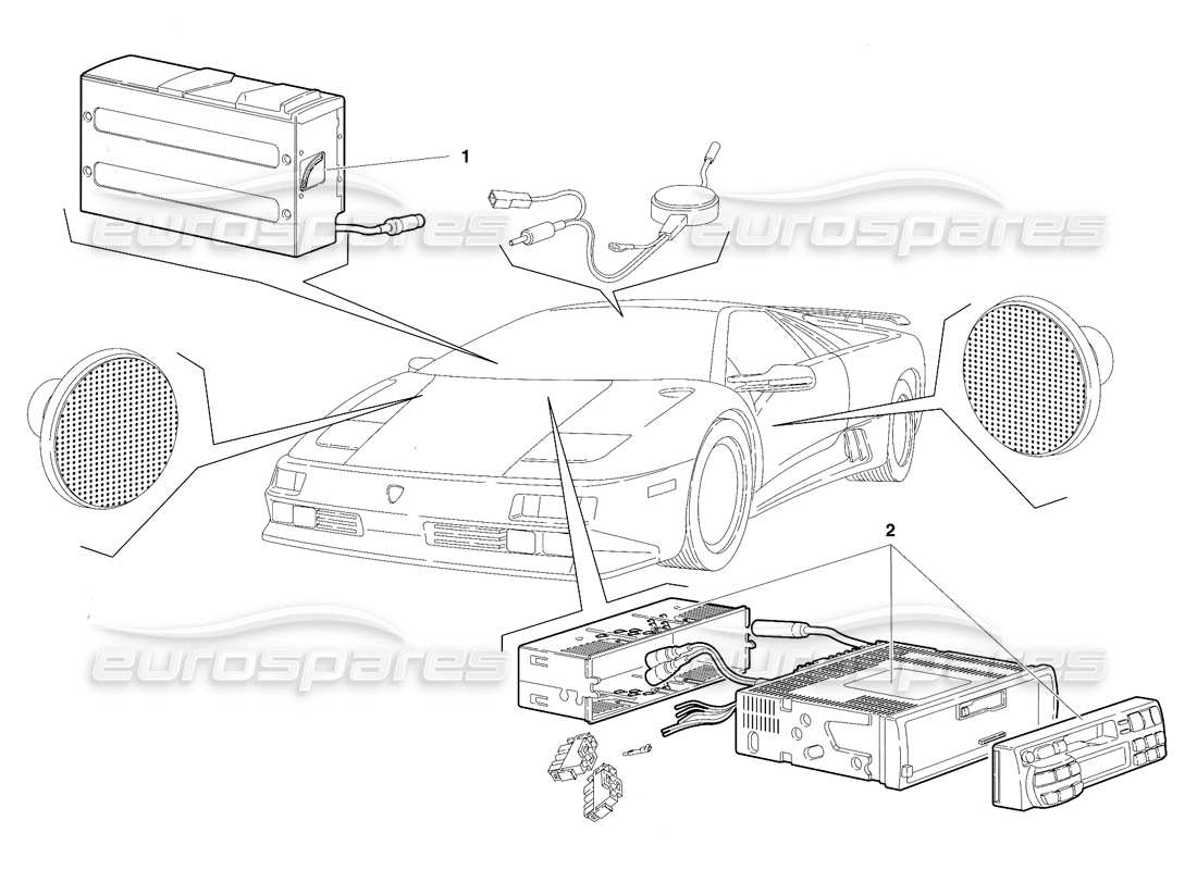 lamborghini diablo se30 (1995) radio set (valid for canada - january 1995) part diagram