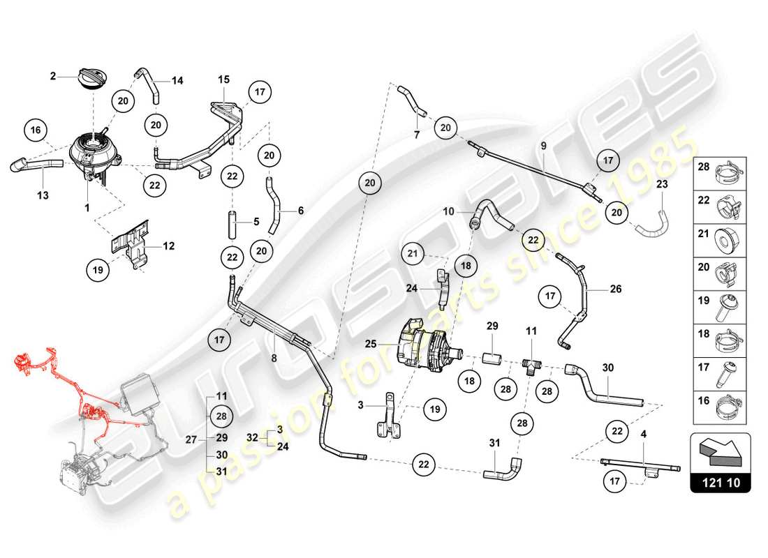 lamborghini countach lpi 800-4 (2022) cooling system part diagram