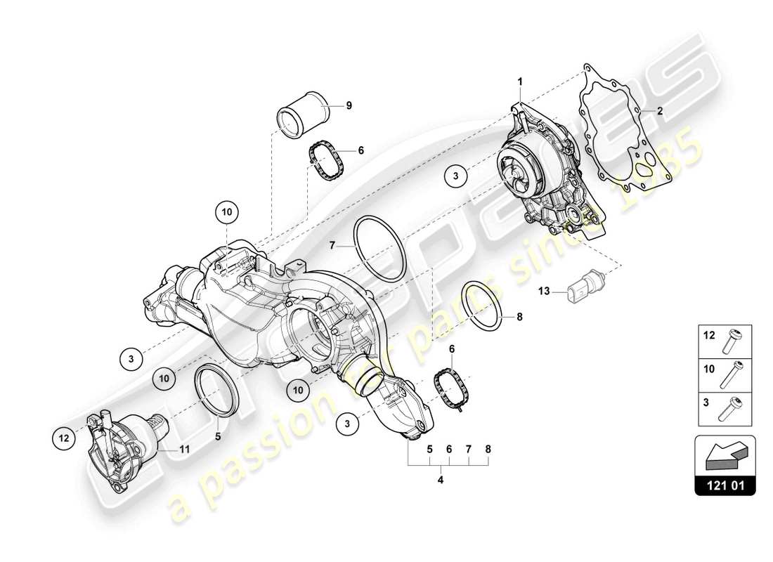 lamborghini urus (2019) coolant circulation pump part diagram