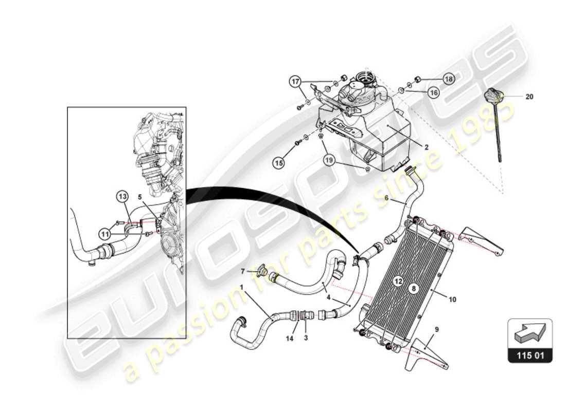 lamborghini super trofeo evo 2 (2022) engine oil system part diagram