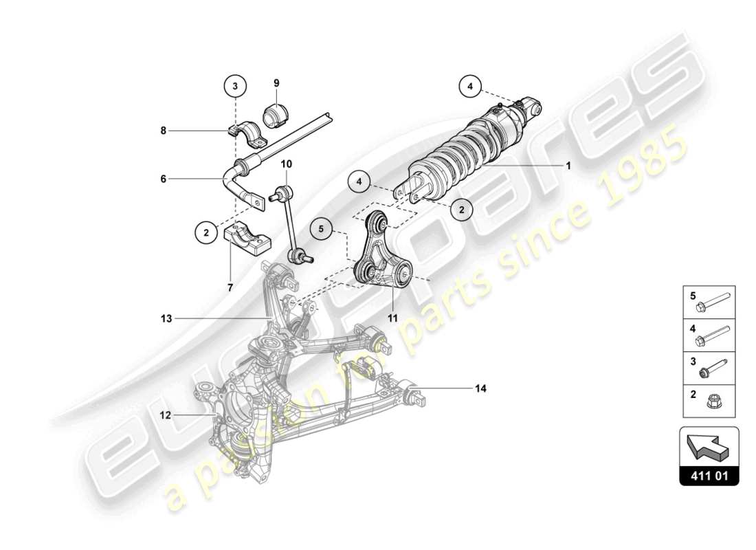 lamborghini ultimae roadster (2022) shock absorbers front part diagram