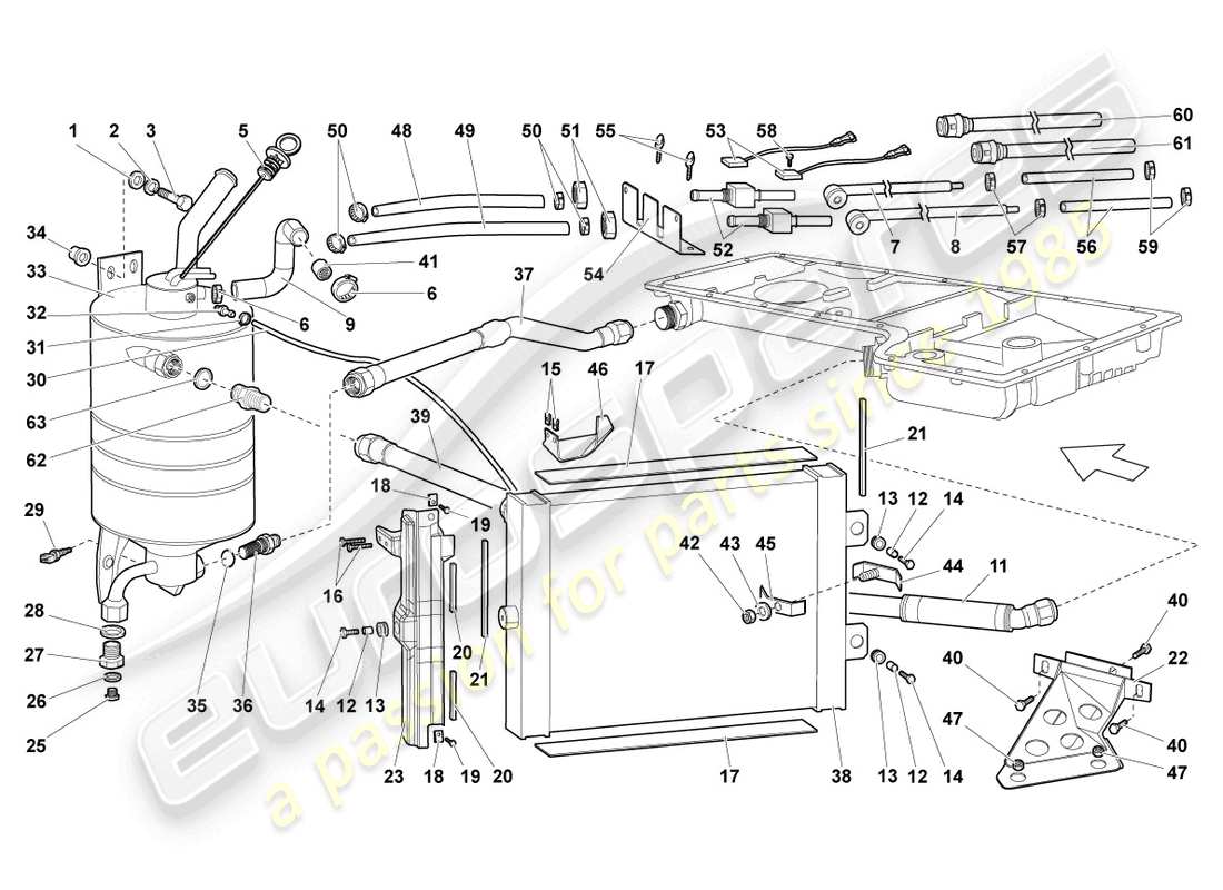 lamborghini reventon roadster oil cooler part diagram