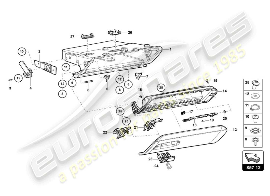 lamborghini lp770-4 svj roadster (2022) glove box part diagram