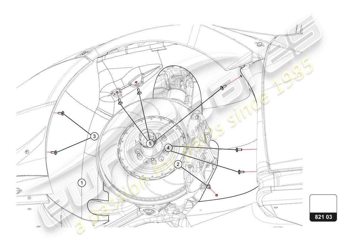 lamborghini super trofeo evo 2 (2022) wheelhouses / locary part diagram